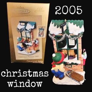 Vintage 2005 hallmark christmas window with puppy christmas ornament